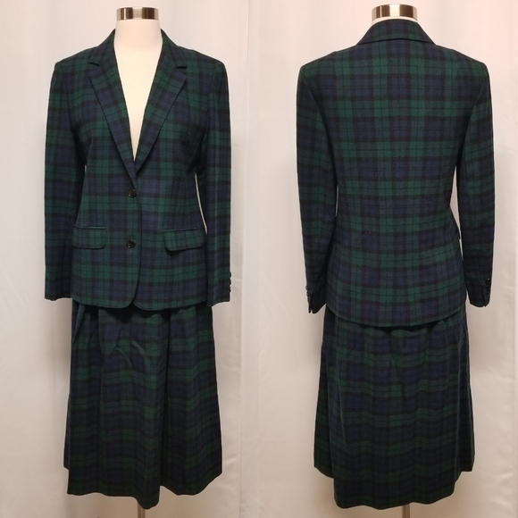 Vintage 70s Pendleton Wool Suit Authentic Black Watch Tartan Plaid Academia Sm - Picture 9 of 9